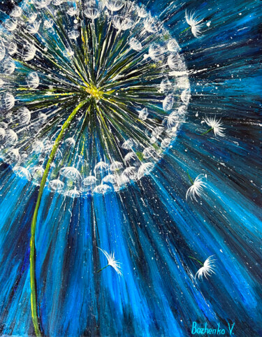 Картина под названием "Dandelion" - Vilena Bozhenko, Подлинное произведение искусства, Акрил