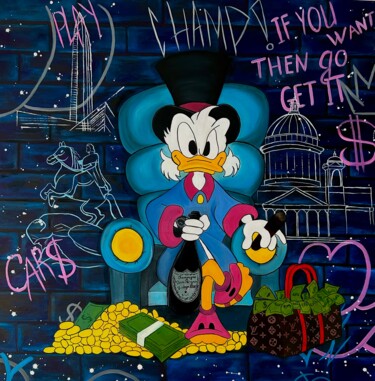 Schilderij getiteld "Scrooge McDuck with…" door Vilena Bozhenko, Origineel Kunstwerk, Olie