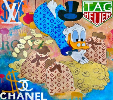 Painting titled "Scrooge MCDUCK & Bi…" by Vilena Bozhenko, Original Artwork, Oil