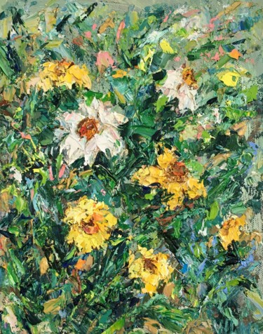 Pintura intitulada "Daffodils Flowers I…" por Vilma Gataveckiene, Obras de arte originais, Óleo