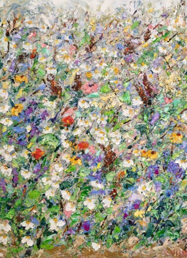 Pintura intitulada "Wildflowers Meadow…" por Vilma Gataveckiene, Obras de arte originais, Óleo