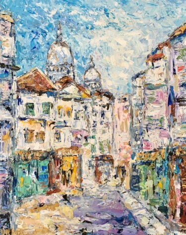 Schilderij getiteld "Montmartre Paris Im…" door Vilma Gataveckiene, Origineel Kunstwerk, Olie