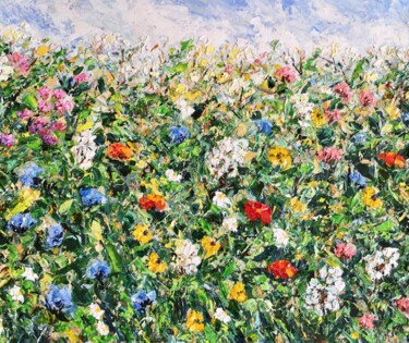 Peinture intitulée "Field Of Wildflower…" par Vilma Gataveckiene, Œuvre d'art originale, Huile