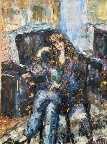 Painting titled "French Woman Oil Pa…" by Vilma Gataveckiene, Original Artwork, Oil