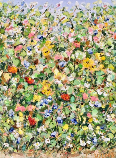 Pintura titulada "Blooming Flower Mea…" por Vilma Gataveckiene, Obra de arte original, Oleo