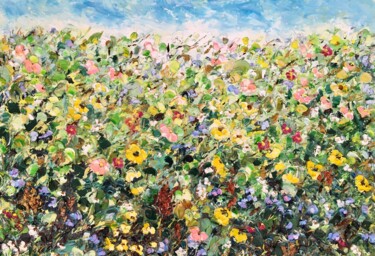 Картина под названием "Blooming Flowers Fi…" - Vilma Gataveckiene, Подлинное произведение искусства, Масло