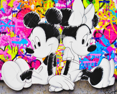 Ζωγραφική με τίτλο "MINNIE AND MICKEY H…" από Vincent Bardou, Αυθεντικά έργα τέχνης, Ακρυλικό Τοποθετήθηκε στο Ξύλινο φορείο…