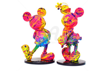 Sculpture titled "MINNIE & MICKEY ART" by Vincent Bardou, Original Artwork, Resin