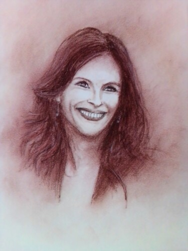 Drawing titled "julia Robert" by Vincent Bionaz, Original Artwork, Pencil