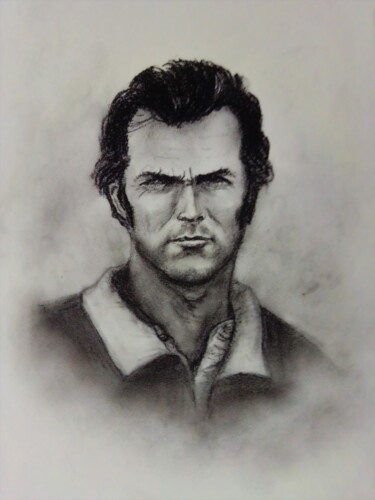Dessin intitulée "Clint Eastwood" par Vincent Bionaz, Œuvre d'art originale, Crayon