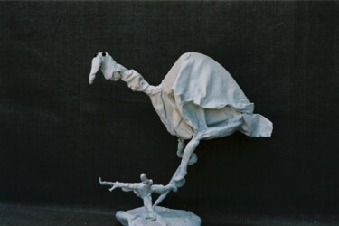 Sculpture intitulée "la poule qui a trou…" par Vincent Bouillat, Œuvre d'art originale, Fil de fer