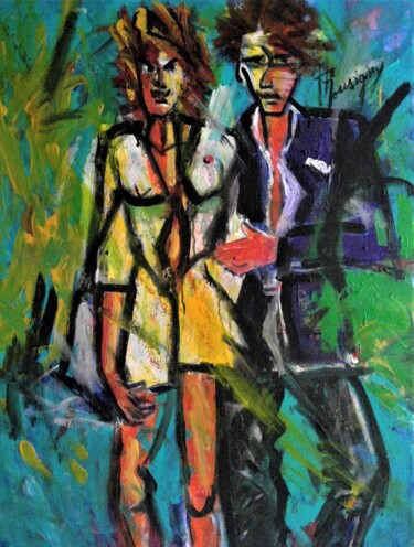 Peinture intitulée "Jeunes mariés" par Demonsigny, Œuvre d'art originale, Acrylique Monté sur Châssis en bois