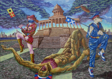 Pintura intitulada "Rivalités politiques" por Vincent Lacroix, Obras de arte originais, Óleo