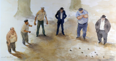 「Pétanque 16.」というタイトルの絵画 Vincent Monlucによって, オリジナルのアートワーク, 水彩画