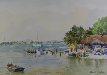 Painting titled "Marina Plaza Saraso…" by Vincent Monluc, Original Artwork, Watercolor