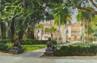 Painting titled "Ringling Park Statu…" by Vincent Monluc, Original Artwork, Watercolor