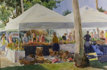 Painting titled "Fruit Stand 05 - Ve…" by Vincent Monluc, Original Artwork, Watercolor