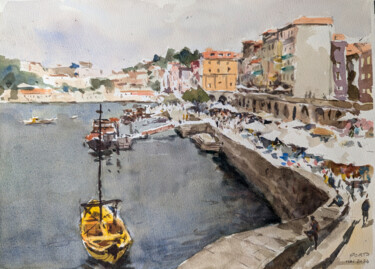 Pintura intitulada "Porto - 01" por Vincent Monluc, Obras de arte originais, Aquarela