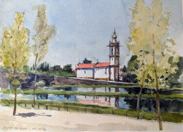 Peinture intitulée "Ponte De Lima - 01…" par Vincent Monluc, Œuvre d'art originale, Aquarelle