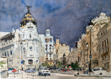 Pintura titulada "Madrid - 01" por Vincent Monluc, Obra de arte original, Acuarela