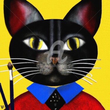 Digitale Kunst mit dem Titel ""Chat noir" COLLECT…" von Vincent Oriol, Original-Kunstwerk, Digitale Malerei