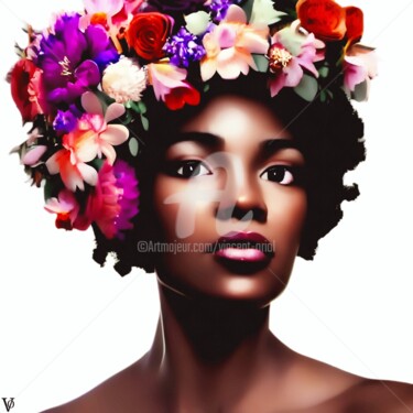 Arts numériques intitulée "" African beauty" F…" par Vincent Oriol, Œuvre d'art originale, Peinture numérique
