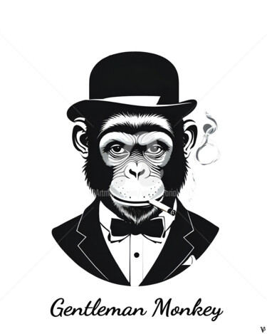 Digital Arts titled "Gentleman Monkey" by Vincent Oriol, Original Artwork, 2D Digital Work