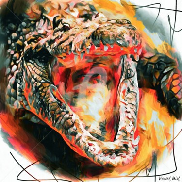 「Crocodile du Nil」というタイトルのデジタルアーツ Vincent Oriolによって, オリジナルのアートワーク, デジタル絵画