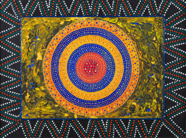 Painting titled "Peinture aborigène" by Vincent Schurck, Original Artwork, Acrylic Mounted on Wood Stretcher frame