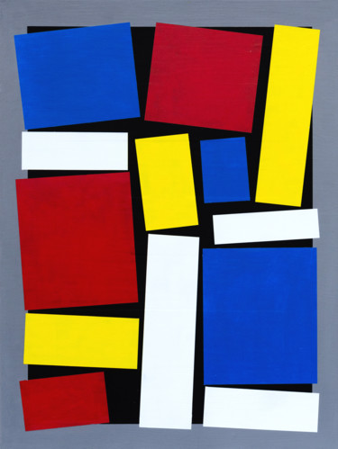 Painting titled "Déconstruire Mondri…" by Vincent Sébart, Original Artwork, Acrylic Mounted on Wood Stretcher frame