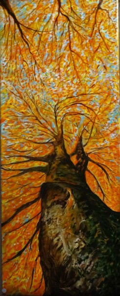 Painting titled "arbres 01" by Vincent Thoviste, Original Artwork, Acrylic Mounted on Wood Stretcher frame