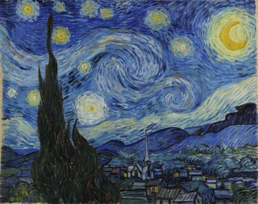 Malarstwo zatytułowany „La nuit étoilée” autorstwa Vincent Van Gogh, Oryginalna praca, Olej
