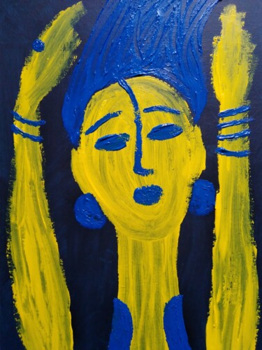 Peinture intitulée "Femme En Fête" par Vincent Cheikh, Œuvre d'art originale, Acrylique