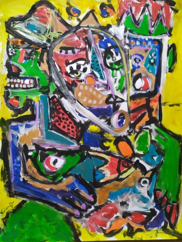 Painting titled "Composition figurat…" by Vincenzo, Original Artwork, Acrylic