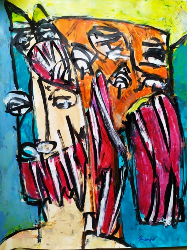 Peinture intitulée "Composition figurat…" par Vincenzo, Œuvre d'art originale, Acrylique