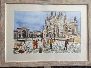 Pittura intitolato "Duomo di Milano" da Vincenzo Piras, Opera d'arte originale, Acquarello