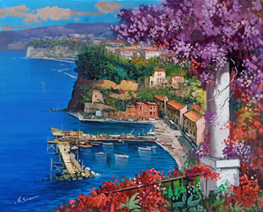 Pittura intitolato "Flowering seaside -…" da Vincenzo Somma, Opera d'arte originale, Olio Montato su Telaio per barella in l…