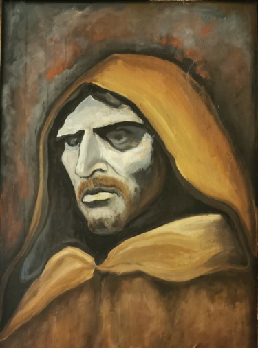 Schilderij getiteld "Giordano Bruno" door Vincenzo Cohen, Origineel Kunstwerk, Olie