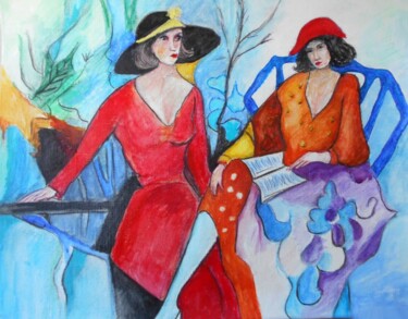 Painting titled "Jesienne spotkanie" by Vinci, Original Artwork, Watercolor