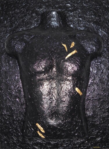 Γλυπτική με τίτλο "Black phoenix" από Vinet-Larente, Αυθεντικά έργα τέχνης, Γύψος Τοποθετήθηκε στο Ξύλινο πάνελ