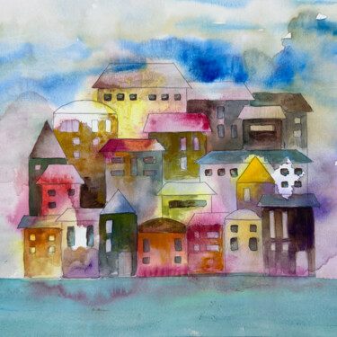 Pintura titulada "Casas de colores" por Vinicio Jarquin, Obra de arte original, Pigmentos