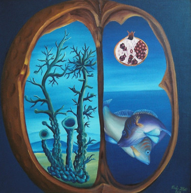 Painting titled "Womb of the Earth" by Vinko Hlebs, Original Artwork, Oil