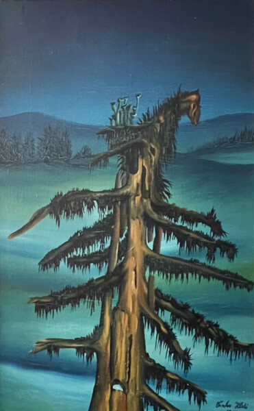 Peinture intitulée "Old tree II" par Vinko Hlebs, Œuvre d'art originale, Huile