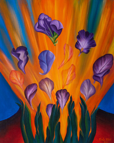Schilderij getiteld "Explosion of flower…" door Vinko Hlebs, Origineel Kunstwerk, Olie