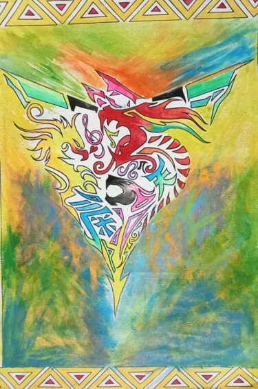 Pittura intitolato "The Singing Dragon" da Vinod Kunnathulli, Opera d'arte originale, Acrilico