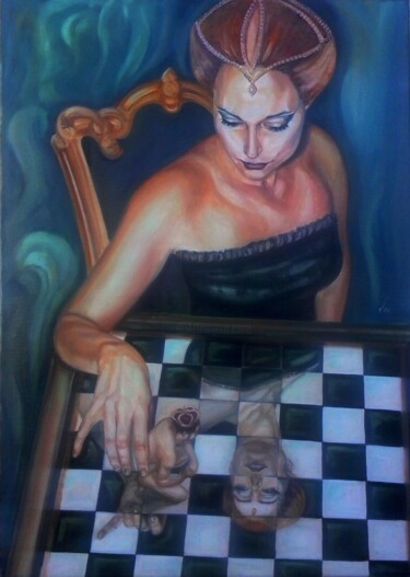 Peinture intitulée "Femme fatale" par Vio, Œuvre d'art originale, Huile