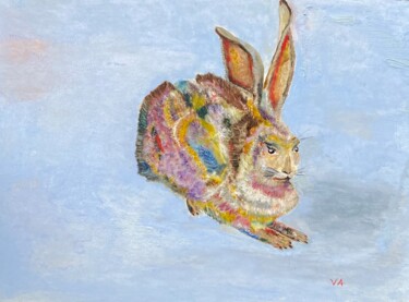 Peinture intitulée "Colored rabbit" par Violetta André, Œuvre d'art originale, Huile