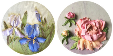 Pintura titulada ""Flowers from garde…" por Violetta Golden, Obra de arte original, Acrílico Montado en Panel de madera