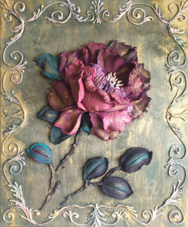Pittura intitolato "Floral aura - Rose…" da Violetta Golden, Opera d'arte originale, Olio Montato su Pannello di legno