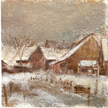 Peinture intitulée "Maisons en hiver (7)" par Violette Barth Spiecker, Œuvre d'art originale, Acrylique Monté sur Châssis en…